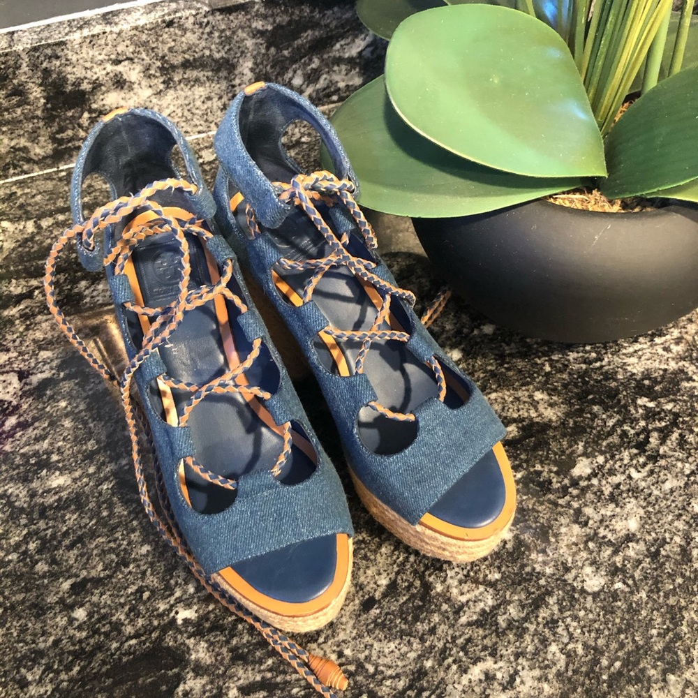 Tory Burch Positano lace-up platform Espadrille